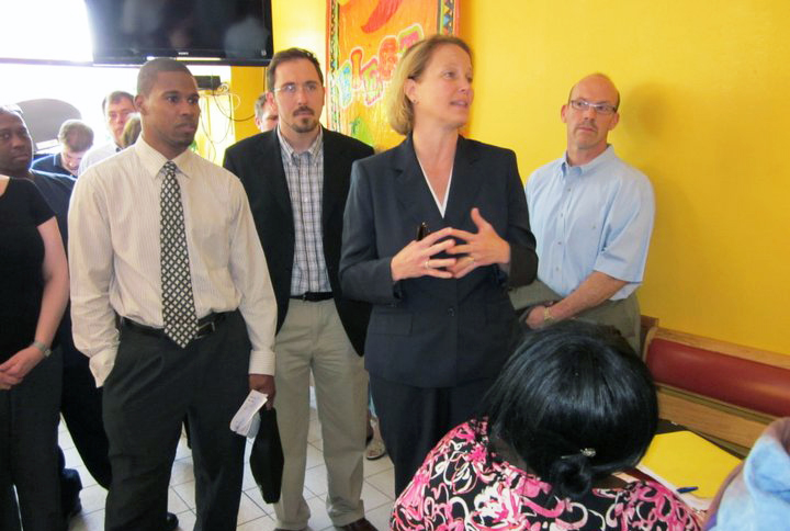 Onondaga Co. Executive Joanne Mahoney speaks with participants of the Start-Up NY/Inclusive Entrepreneurship program.