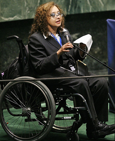 Maria Veronica Reina appearing at the General Assembly on Humans Rights at the United Nations.