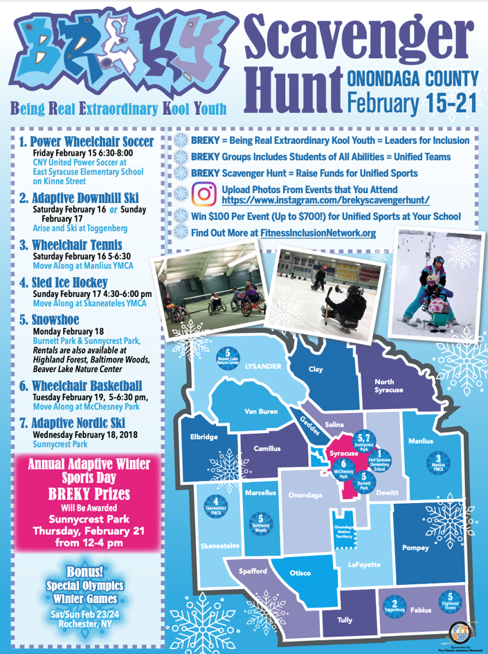cavenger hunt that highlights inclusive Winter recreation opportunities in Onondaga County during February Break
