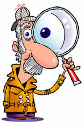 Investigator with magnifying glass